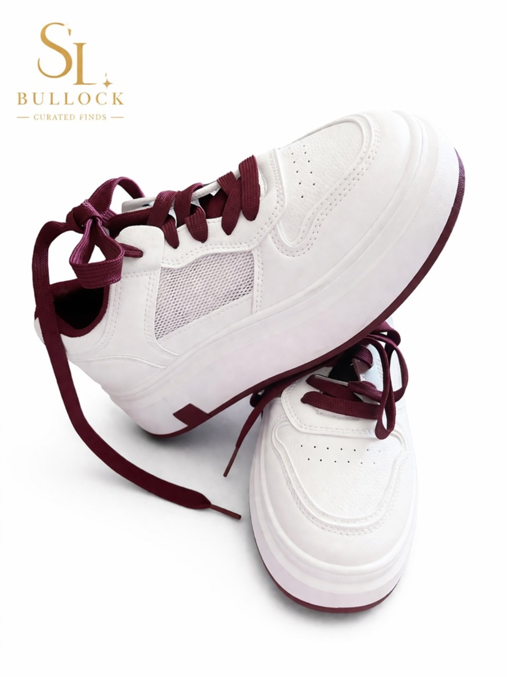 🔥 White Platform Sneakers Women’s 7 EU 37 Chunky Lace Up Athleisure  NWOT